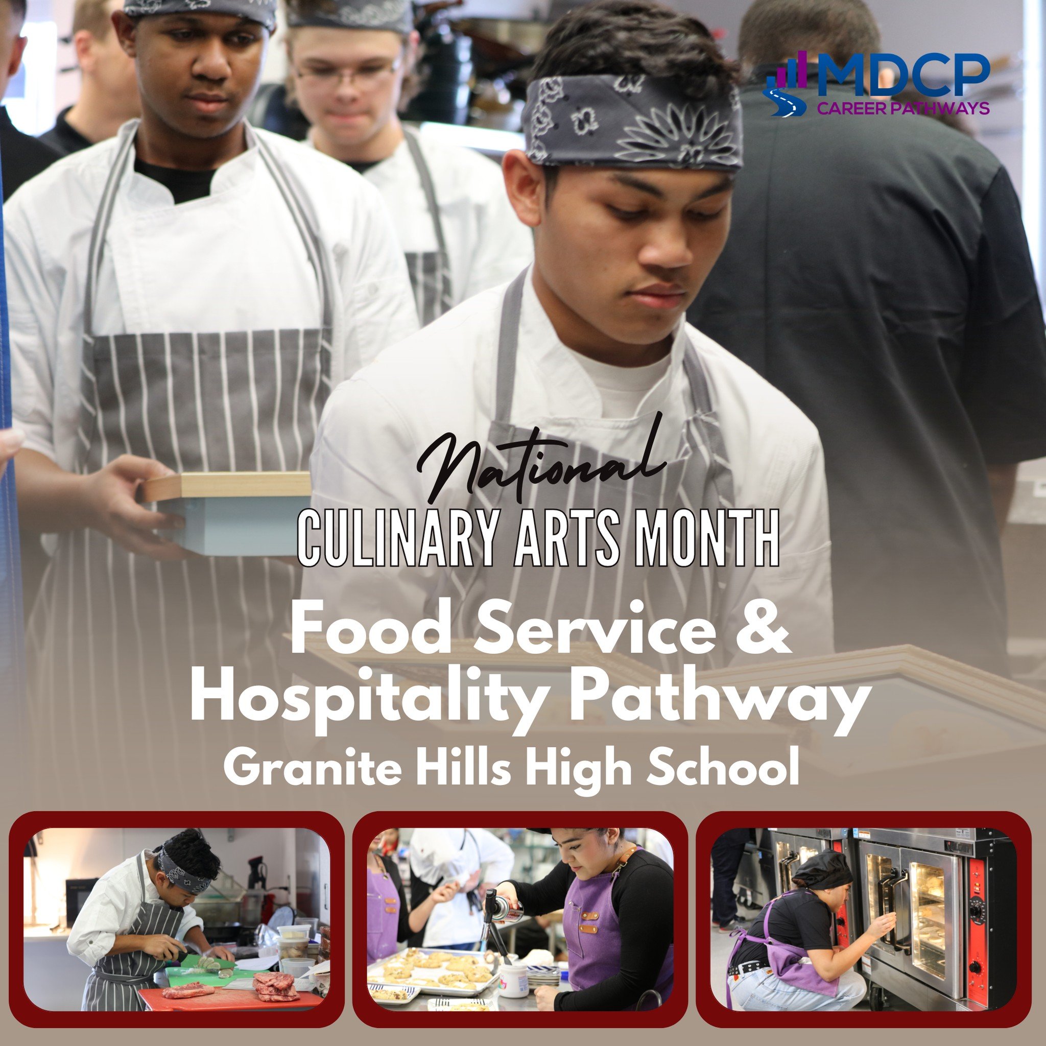 Today we’re highlighting Granite Hills High School’s Culinary Arts & Baking Programs! Students gain hands-on experience in an industry-standard kitchen, building essential skills in: Baking, Culinary, Food Safety & Sanitation and