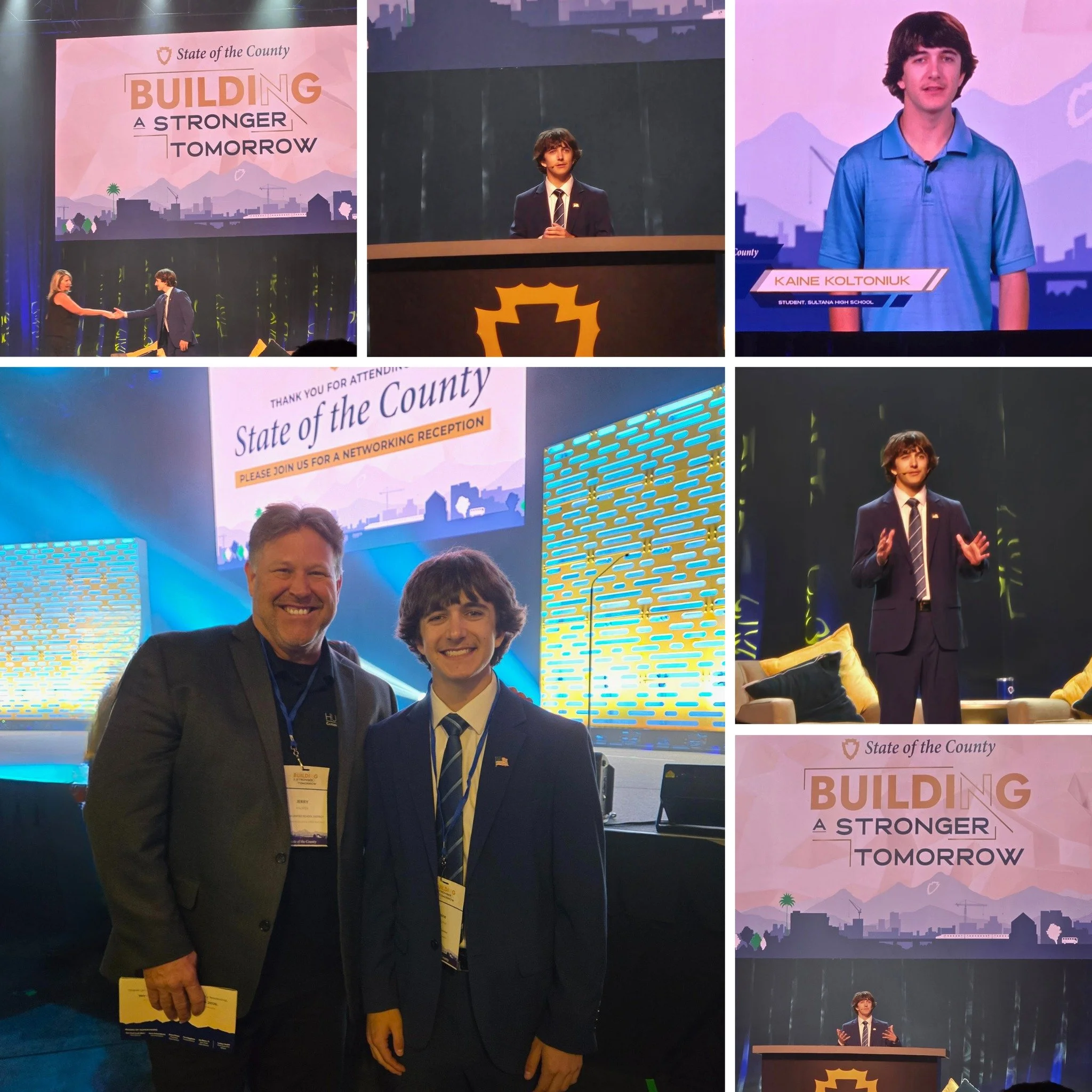 π Student Ambassador Spotlight π
Congratulations to Kaine Koltoniuk, CTE Student Ambassador from Sultana High School!
Kaine had the honor of presenting at the State of the County event last night, where he delivered opening remarks that connected e
