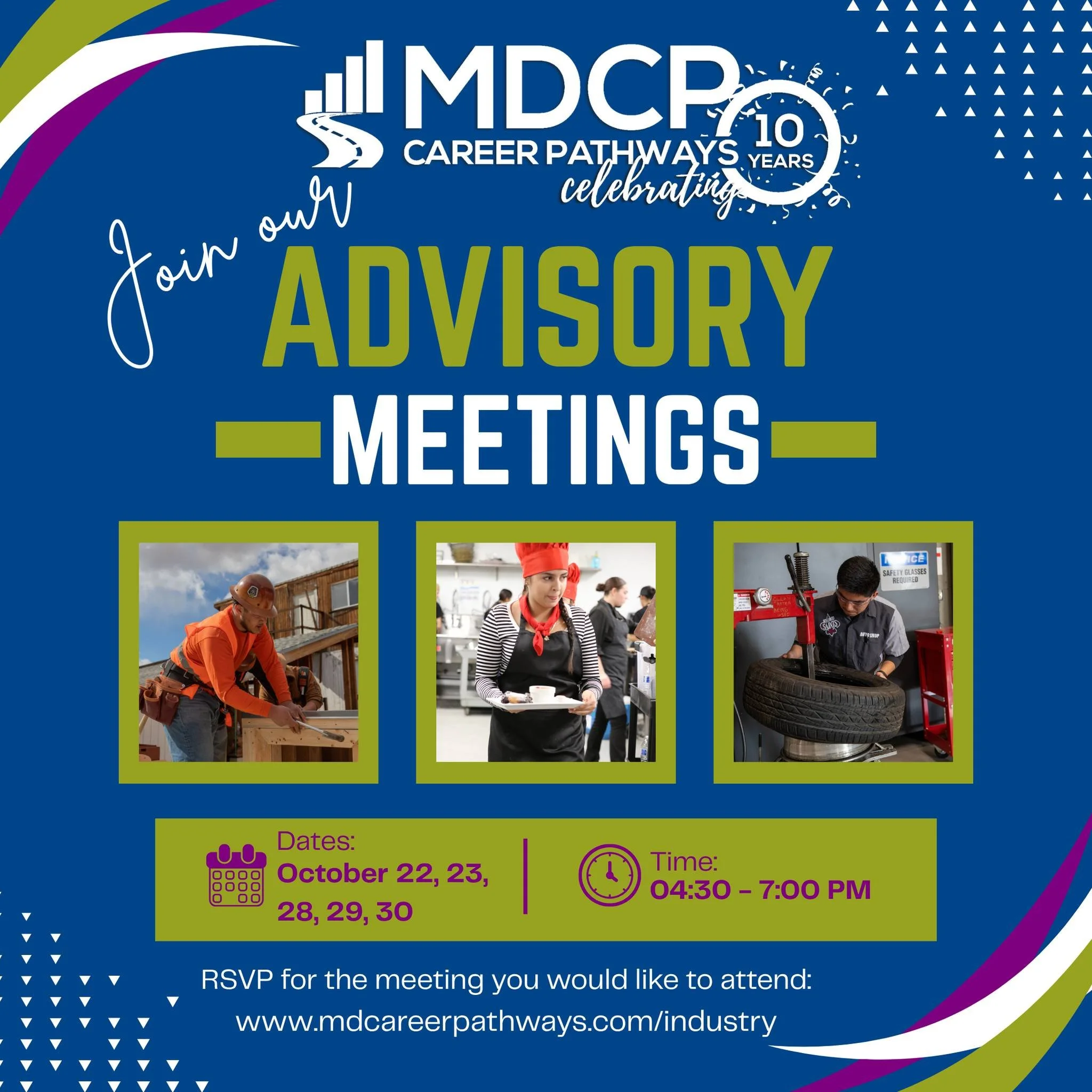 Calling All Industry Partners!
Join us for our CTE Advisory Meetings — where education and industry come together to shape the future workforce! Your input helps ensure students are learning the most up-to-date, real-world skills for success in