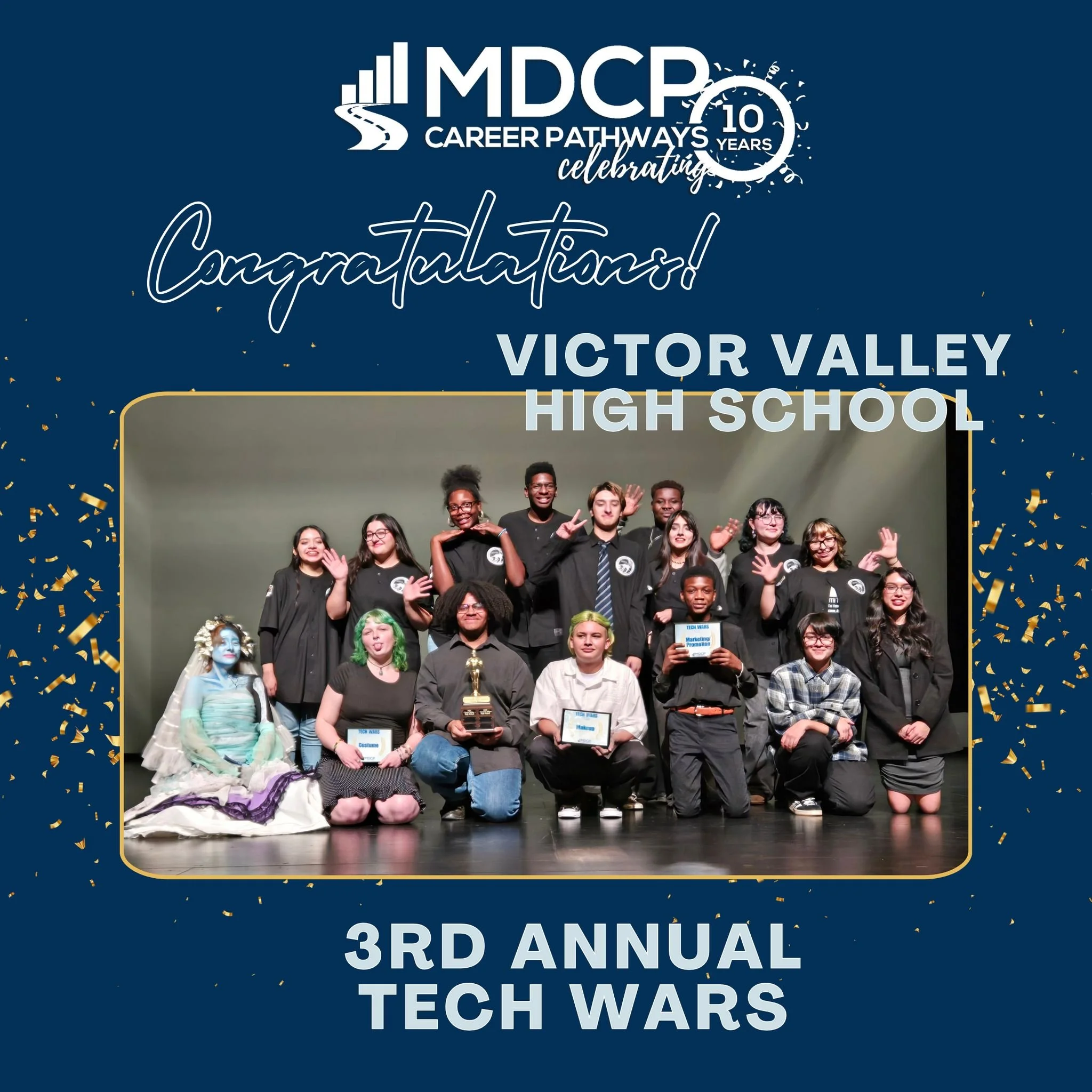 Yesterday, students from the Technical Theatre programs at Granite Hills High School, Victor Valley High School, and Hesperia High School wowed us at the 3rd Annual Tech Wars Competition! 
These talented students took on the challenge of designing al