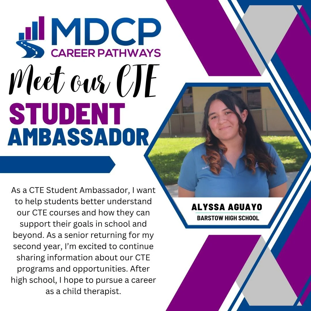 Meet the CTE Ambassadors from Barstow High School! They are emerging leaders on their campus that are ready to share the valuable lessons and opportunities they are learning in their CTE programs. #CTE #CTEWorks #CTEStudentAmbassador #MDCP
