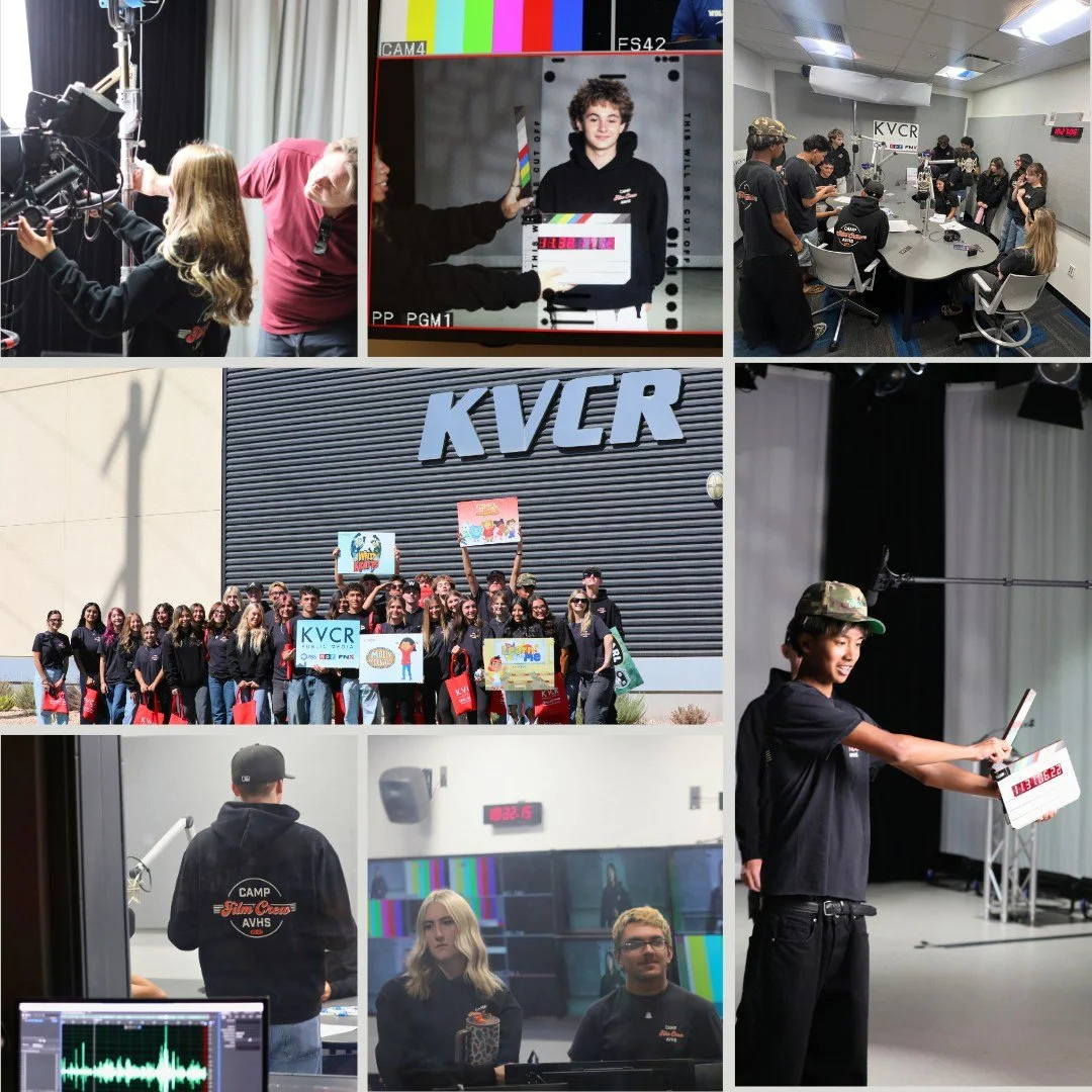 Behind the Scenes at KVCR! 

Apple Valley High School students in the CAMP program had an exciting opportunity to explore the world of media and broadcasting during a hands-on industry tour at KVCR!

Students rotated through interactive breakout stat