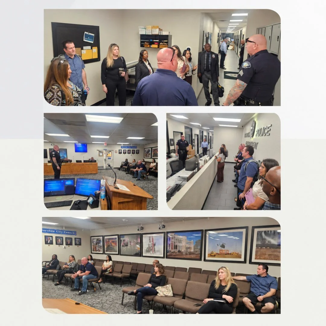 Our Criminal Justice CTE educators had the opportunity to go behind the scenes at the Barstow Police Department for an engaging industry visit! 

Lieutenant Jose Barrientos and Corporal Willis welcomed our educators and shared a Peace Officer Standar