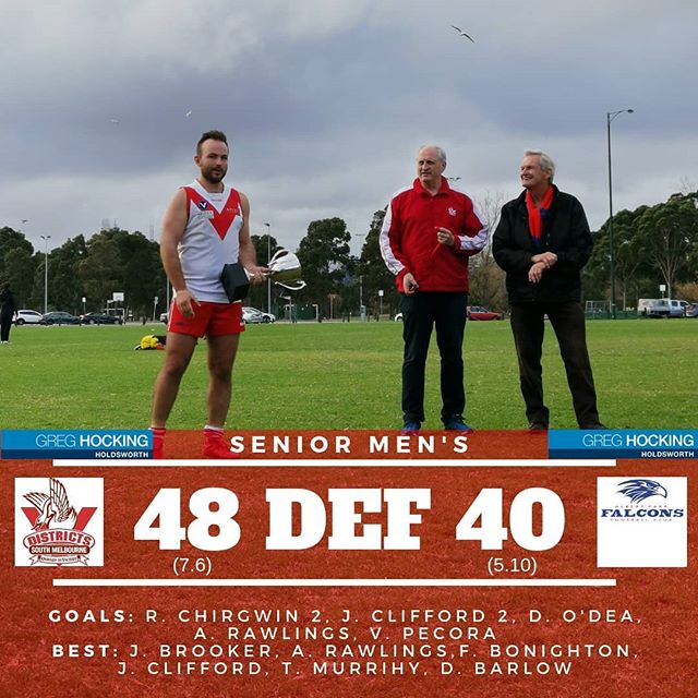 Score Recap || Round 4 vs Albert Park

Both our senior men's and reserves sides enjoyed wins against our local rivals Albert Park. The seniors win saw the awarding of the inaugural Ahearn Pearson Cup, with Tom Murrihy best on ground for the day. 
Tom
