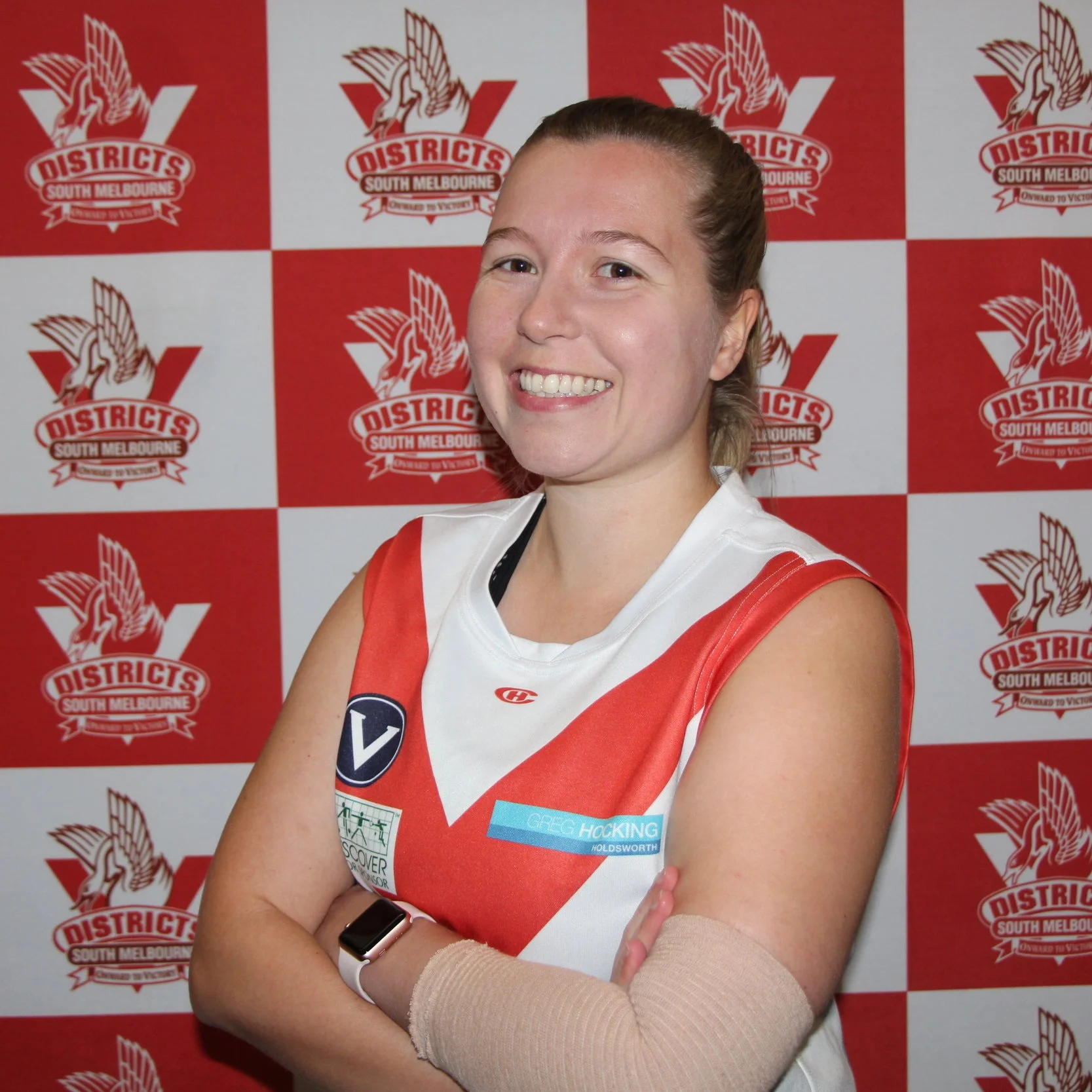 Jasmine We have another Brit on-board for 2019 in the shape of newborn photographer Jasmine! Jas has taken up position in half back flank/ pocket whilst wearing the #65 jumper- she has brought 100m and 200m sprint speed from her past in county level running to the oval… Being a true Brit Jas says that she cannot live with tea- a cuppa fixes all! This love of tea didn’t help Jas at uni though; Jas once went out dressed as a smurf for a uni event fully equipped with blue skin- fast forward to the next morning’s lecture and there’s a blue smurf sprint to the bin to vomit mid lecture…classy!
