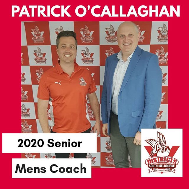 South Melbourne District Senior Football is pleased to be able to announce that Patrick O'Callaghan has been appointed to the role of Senior Mens Coach from the 2020 season. 
Pat steps up from his role as Senior assistant he has held for the past two
