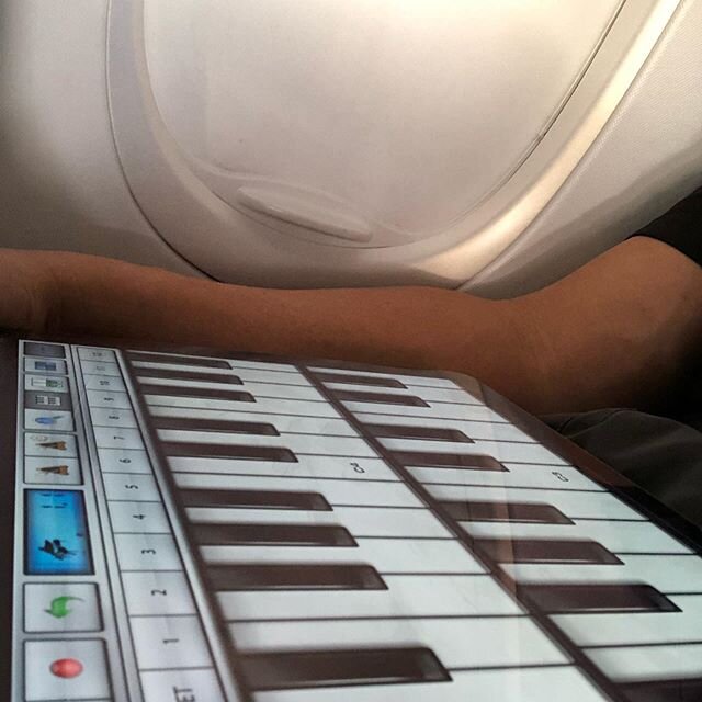 Writing a song in the sky en route to Latin music&rsquo;s biggest night. #latingrammies#technologyyeah