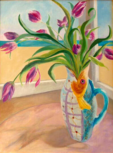 Tulips in Fish Vase
