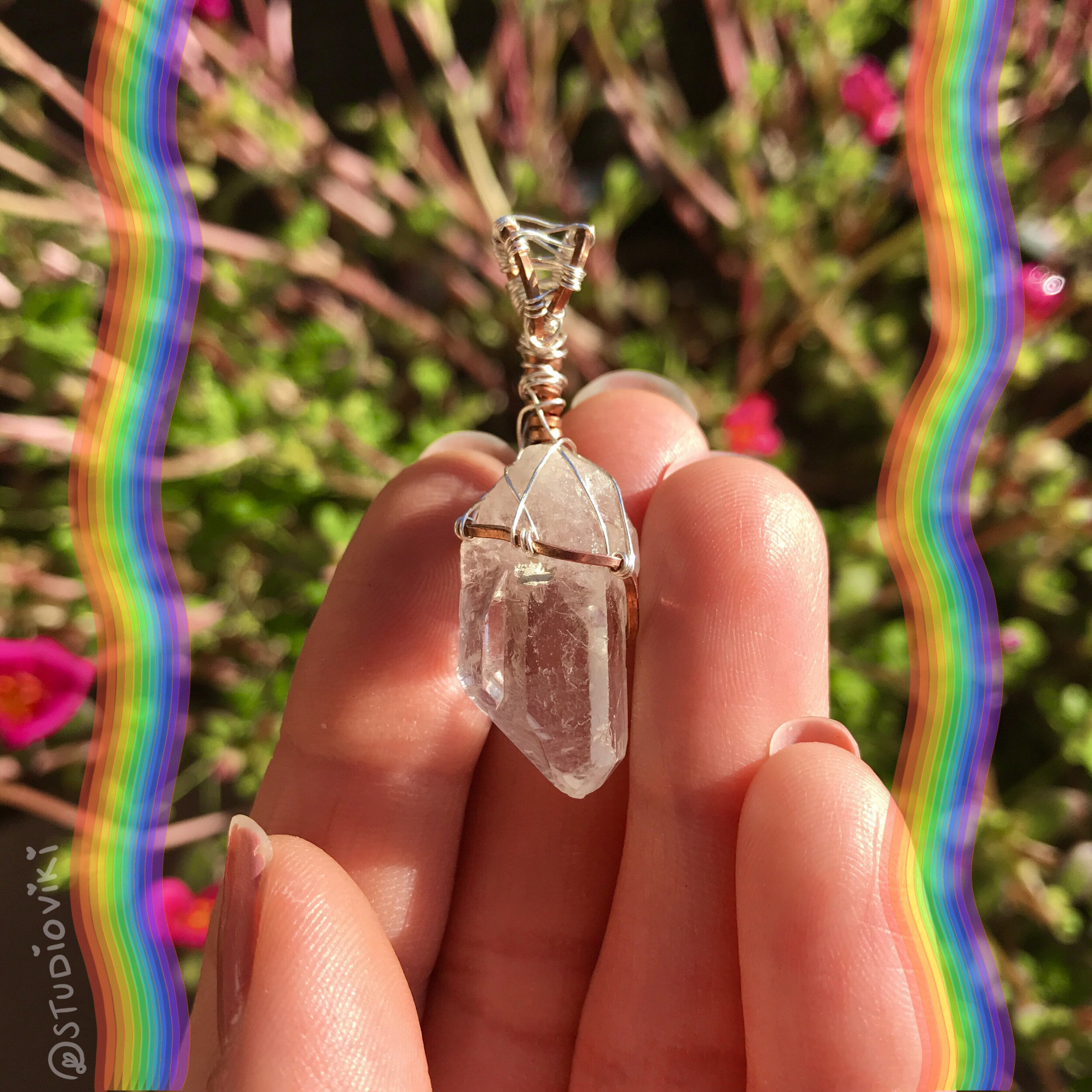 Wire Wrapped Crystal Quartz Necklace