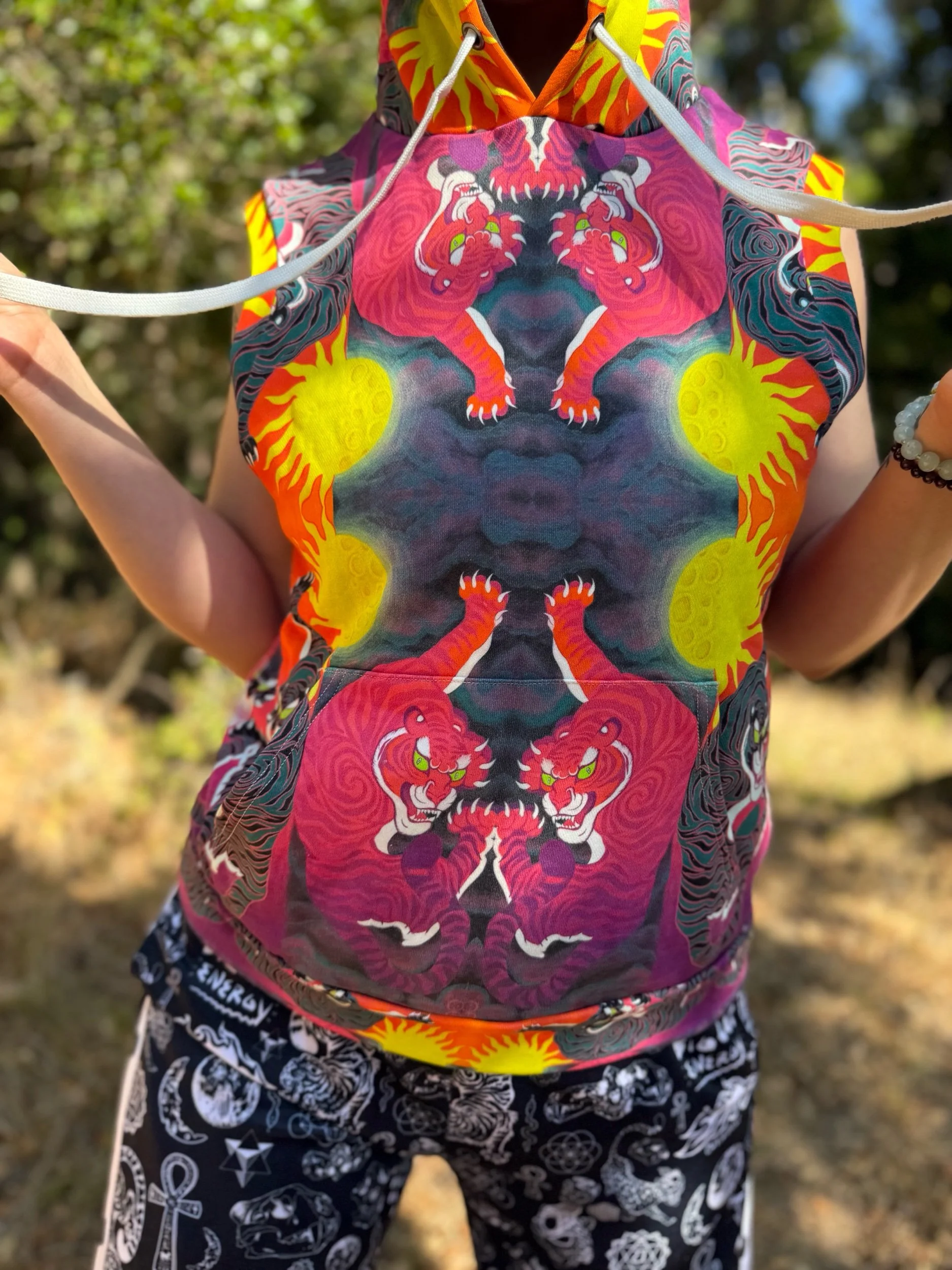 Sun Moon Tigers Unisex Hoodie Vest
