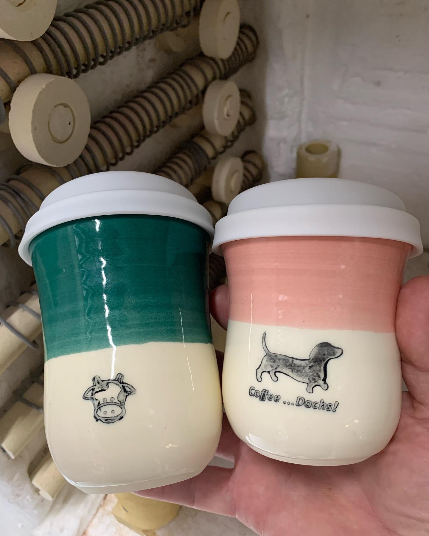 Always popular Mr Moo &amp; Coffee&hellip;Dachs cups! Great Chrissy gifts! #theceramicmill #keepcup #travelcup #handmade #greenteam #sustainable #customtravelcup #travelmug #waronwaste #coffeebrisbane #coffesydney #coffeegoldcoast #cup #environment #
