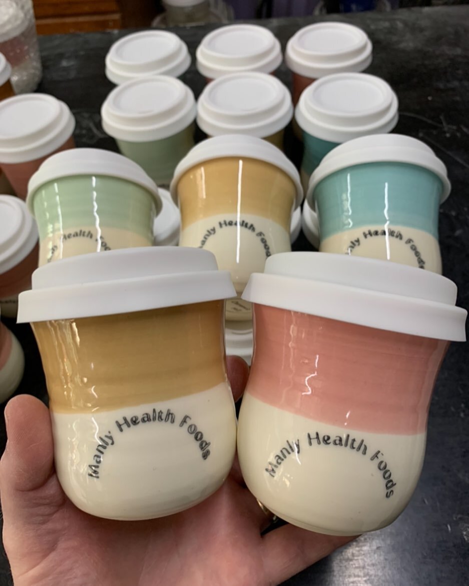 This colourful range of cups now available @manlyhealthfoods who are passionate about offering nutritional wellbeing to the community for over 36 years and a welcome addition to our ever growing stockists! #theceramicmill #keepcup #travelcup #handmad