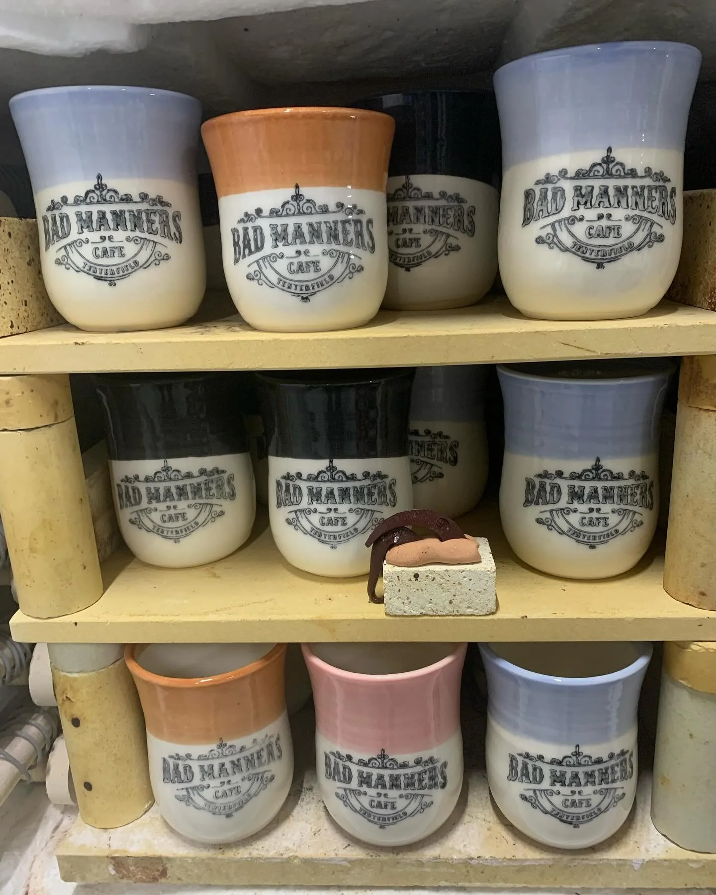 A kiln load of 12oz cups now available in a variety of colours @badmannersdonuts 😃 #theceramicmill #keepcup #travelcup #handmade #greenteam #sustainable #customtravelcup #travelmug #waronwaste #coffeebrisbane #coffesydney #coffeegoldcoast #cup #envi