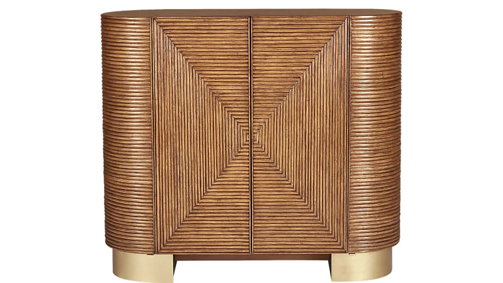 cb2 bar rattan cabinet