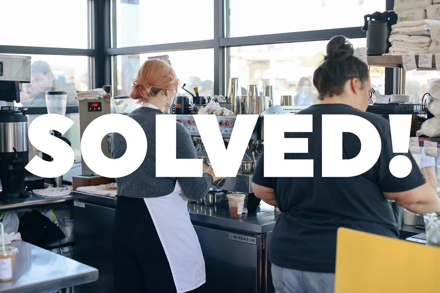we are so back!!! espresso is up n running — come get you a latte tomorrow AM ⚡️☕️