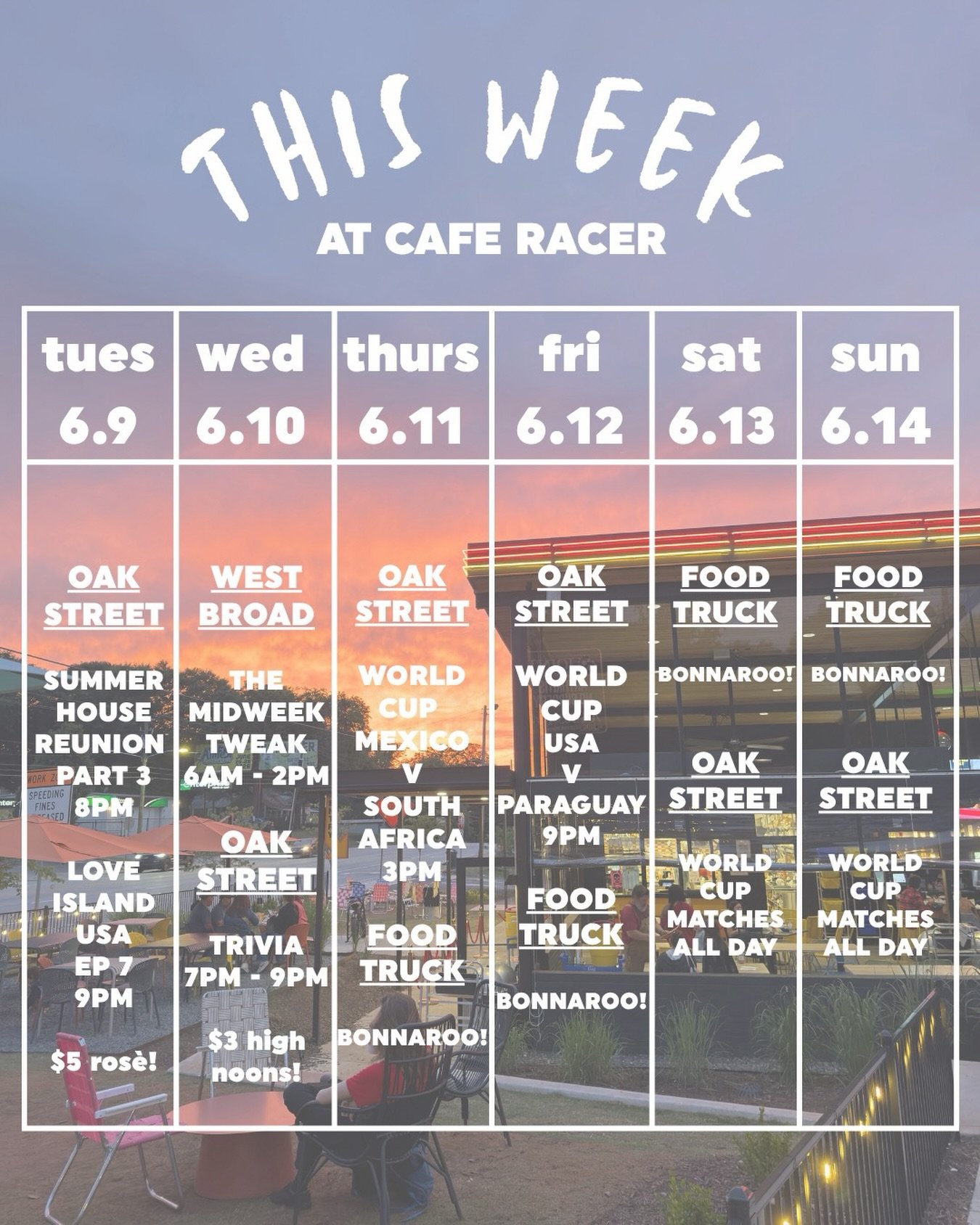 big week in the CR universe!! take a look + come party with us pretty much all week, even if you&rsquo;re at @bonnaroo! we&rsquo;ll be running some big &lsquo;ol specials for the World Cup so keep an eye on this here Instagram account for updates on 