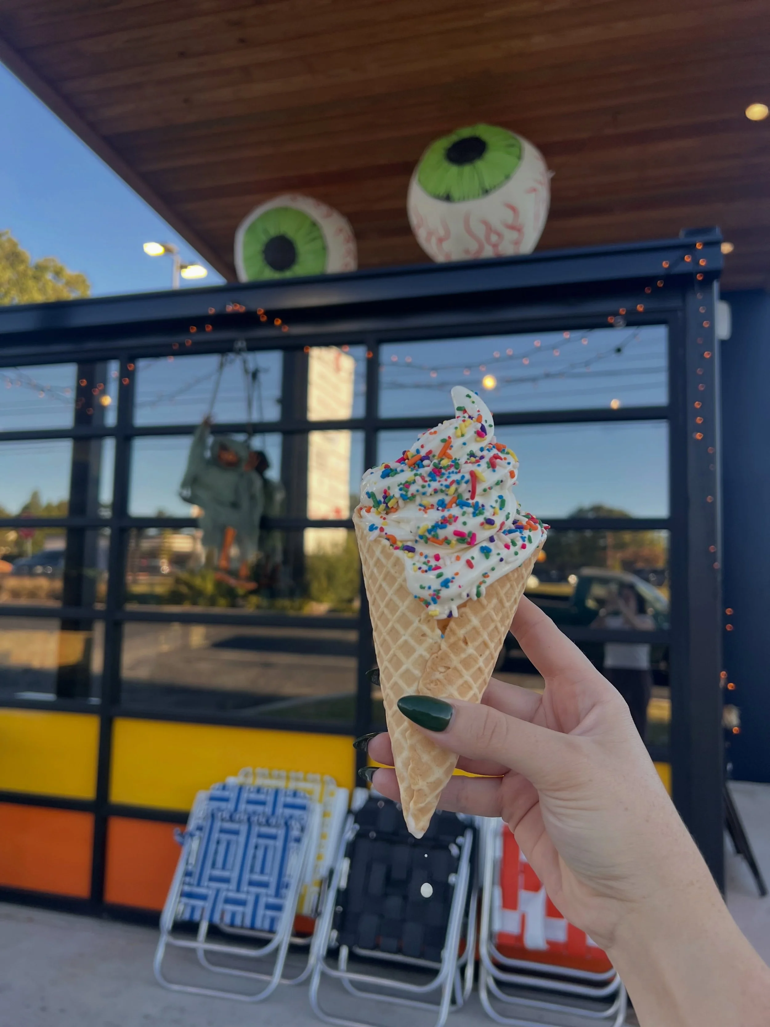 is it too early to start posting spooky swirl pics from last Halloween? we&rsquo;re unveiling a NEW SOFT SERVE FLAVOR this coming Tuesday (9/1) and I promise you&rsquo;re going to want to inject it straight into your veins. it&rsquo;s giving fall....