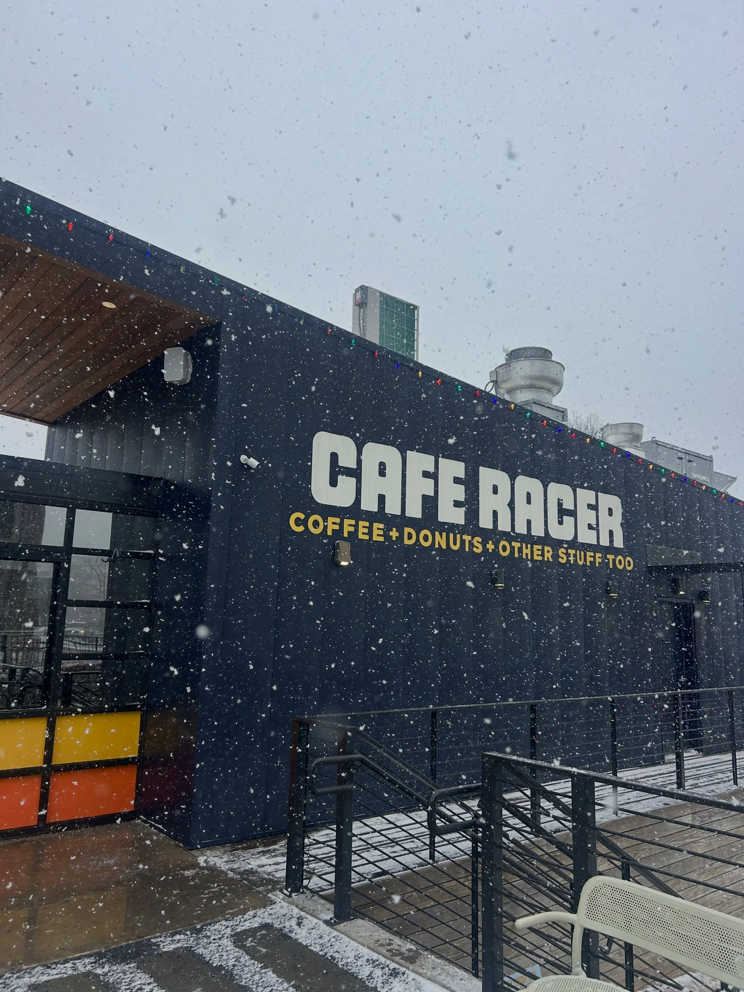 no sun? NO PROBLEM! we&rsquo;re open rain and shine (+ sometimes snow) including right this moment at both locations. biscuits are baking, drip is brewing, it&rsquo;s chilly but we&rsquo;ve got heaters on our Oak Street patio + a cozy drive thru for 