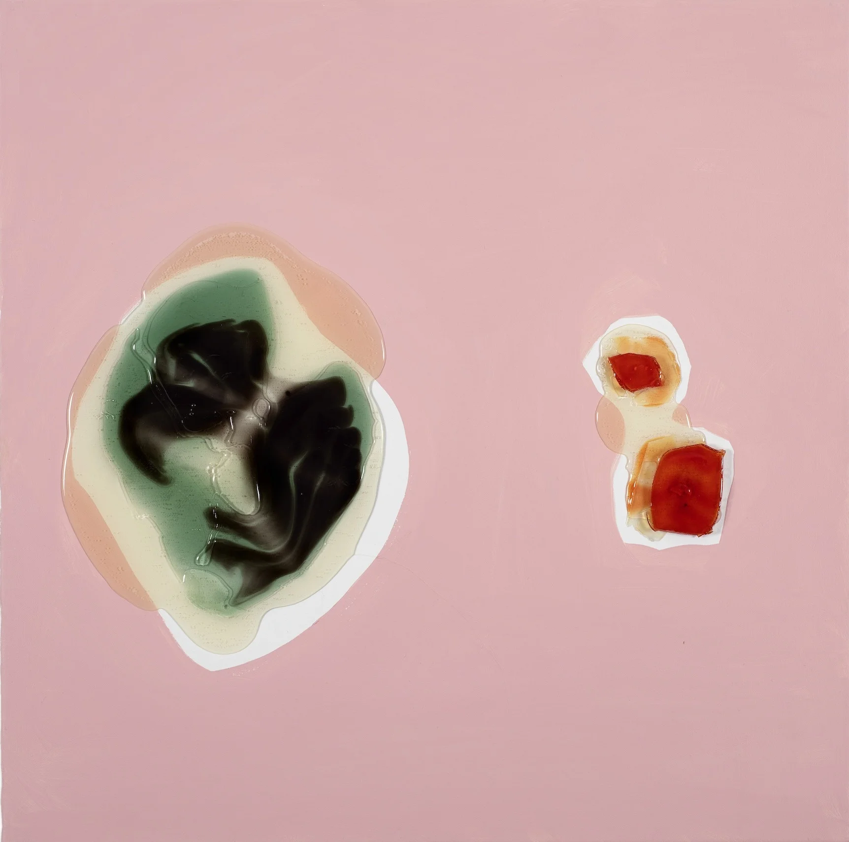 Shony Rivnay, Two Elements in Pink, Polyurethane and Acrylic on Canvas, 60x60 cm, 2016.jpg