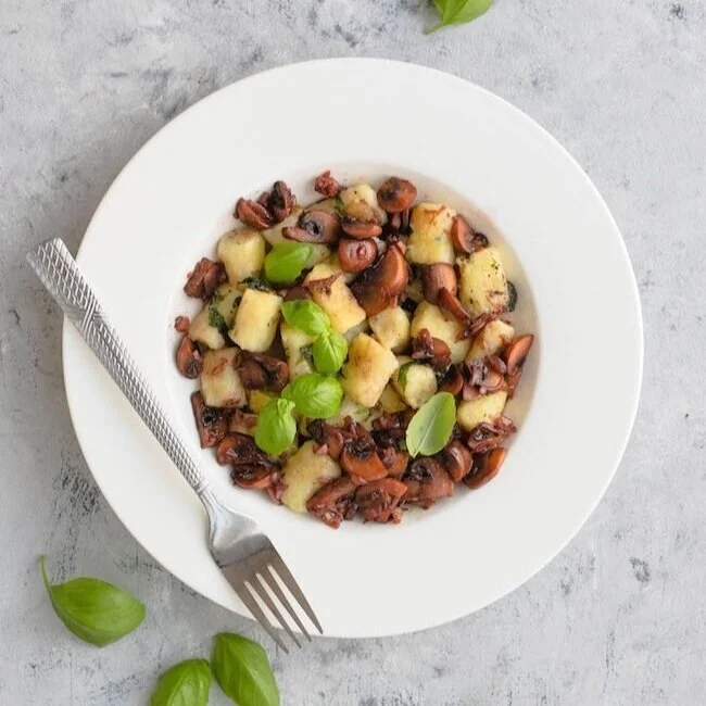 Fresh Sweet Basil Gnocchi With Mushroom Ragu 
