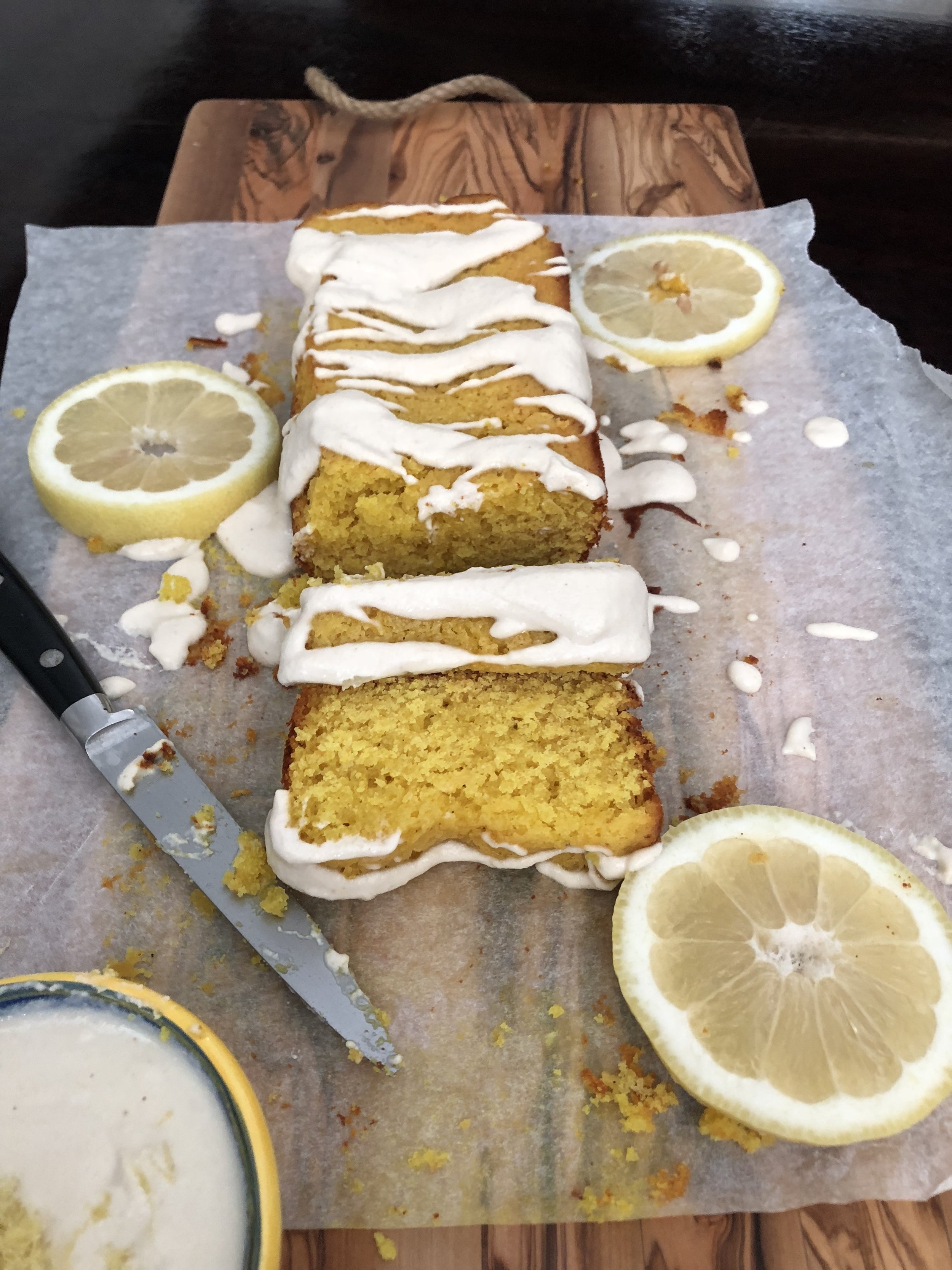 Lemon Cake with Cashew “Cream Cheese” Frosting