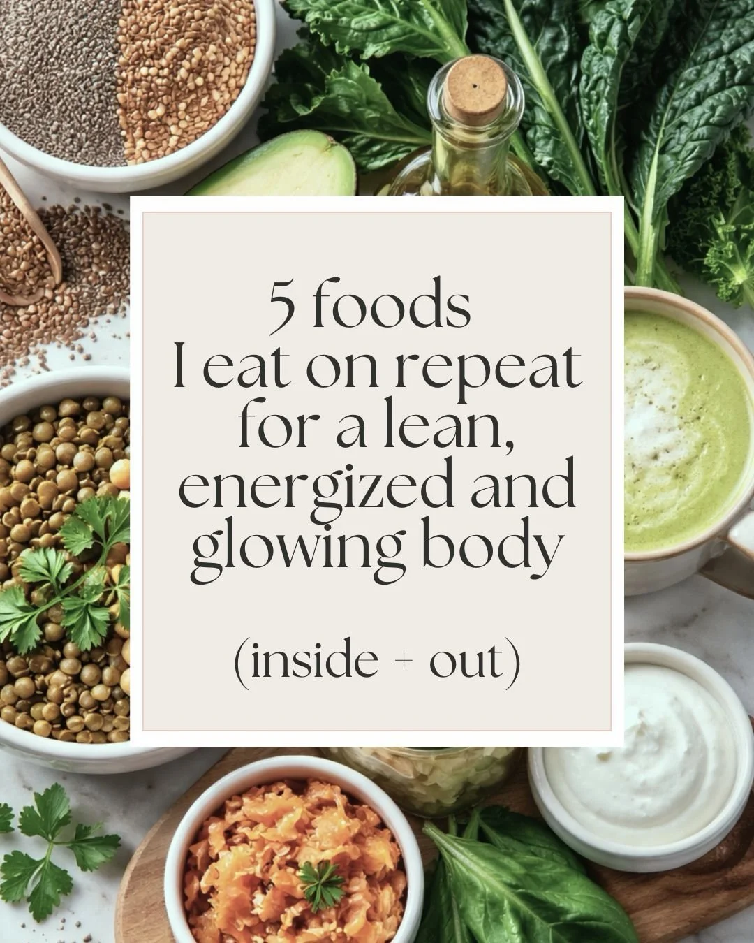 5 foods I eat on repeat for a lean, energized, glowing body (inside + out)

Not a restrictive diet. Just a simple way of eating that keeps energy stable, digestion strong, and skin clear.

When you build meals around the right foundations, your body 