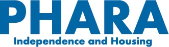 Close-up of the PHARA logo with the text 'Independence and Housing' beneath it.