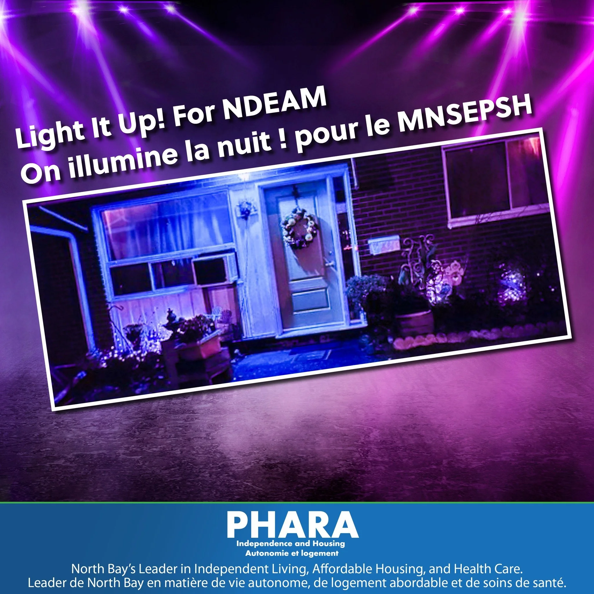 This year to support Light It Up! For NDEAM&trade;, many of our staff are illuminating their homes with beautiful purple and blue light! We support building an inclusive workforce without barriers. 

Cette ann&eacute;e, pour soutenir Light It Up! For