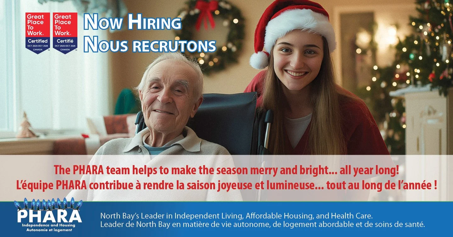 PHARA IS HIRING: Independent Living Assistants
When you join the PHARA team, you will help to improve the lives of local people across North Bay and surrounding communities. This is a permanent part-time position that includes hourly rate, pension, %
