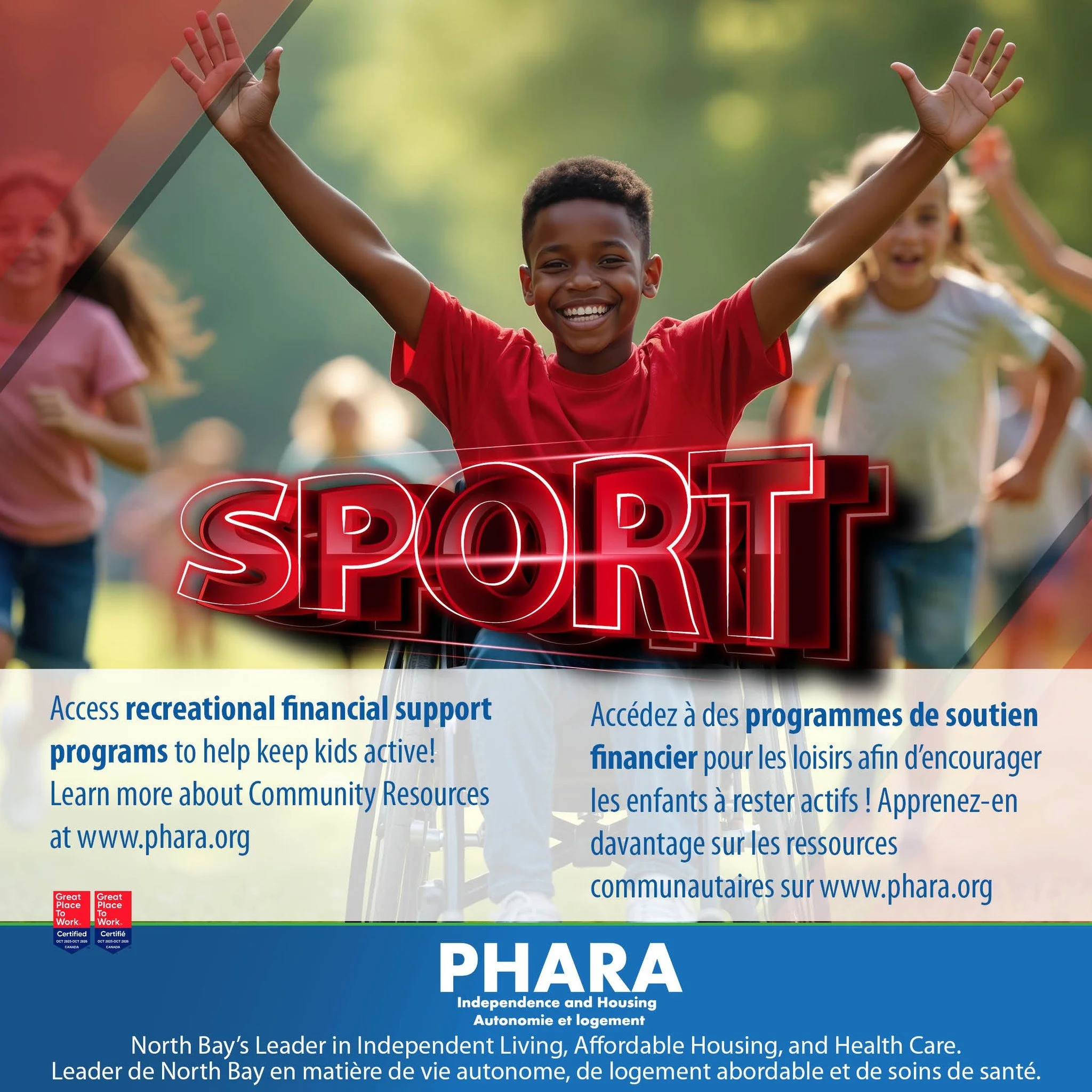 Keeping Kids Active!⚽🏀🏐⚾🎳🏉🏒
Access recreational financial support programs to help keep kids active! Learn more about Community Resources at www.phara.org 

Garder les enfants actifs ! ⚽🏀🏐⚾🎳🏉🏒
Acc&eacute;dez &agrave; des programmes de souti