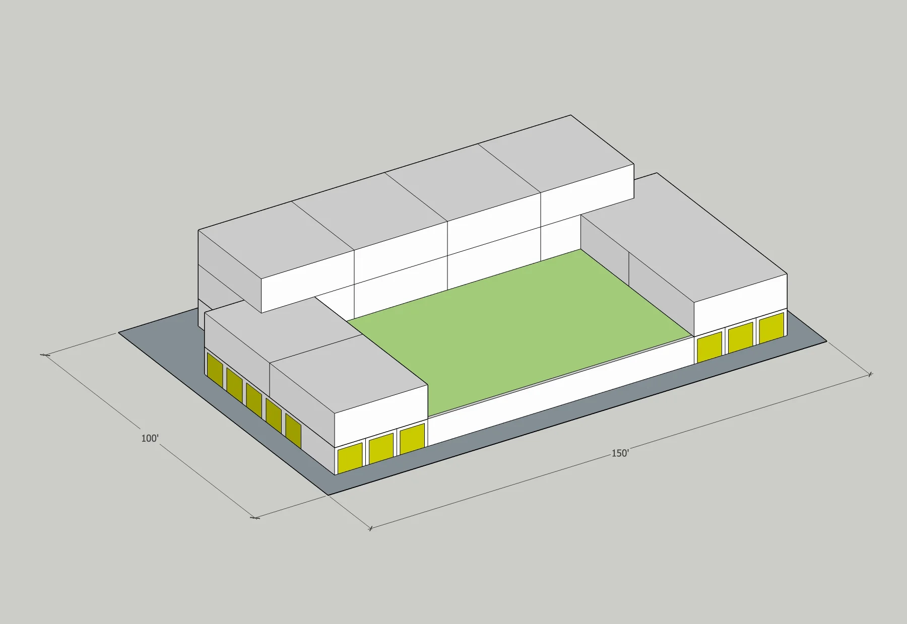 Building Data: Neighborhood: Sunnyside Year Built: 1953 Typology: Courtyard/Hybrid Court Units: 12 Stories: 2 Site Area: 15,000sf Building Area: 9,742 FAR: 0.53:1 Density: 35 du/net acre Zoning: R2.5 (1 Dwelling/2,500sf) Is it Legal? NO