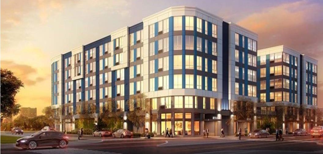 Rendering of the east half of the two block project by a corporate REIT across Burnside at 14th (under construction)