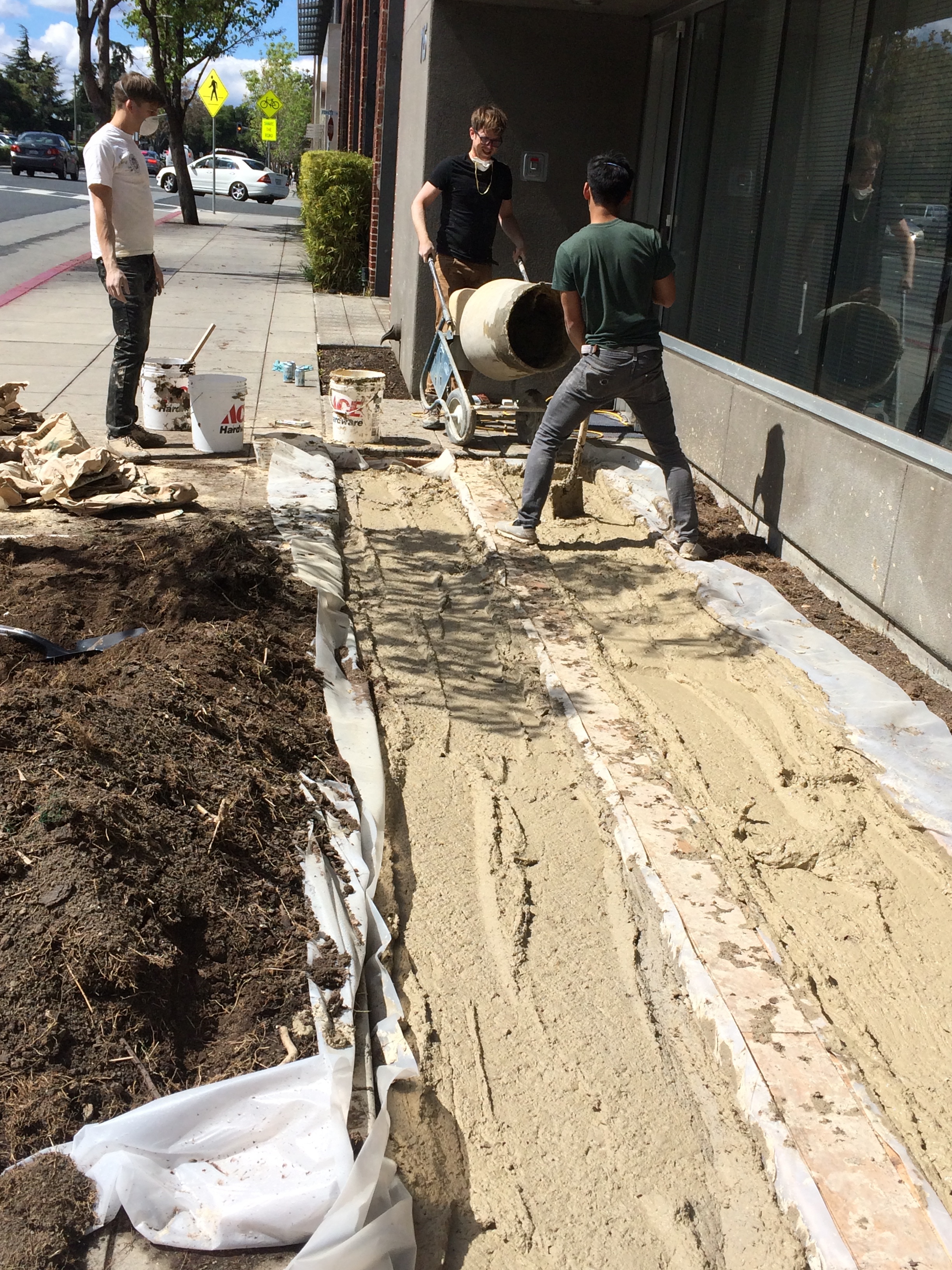  We created a mud test track in an un-used planter behind our offices in Palo Alto. There we did our best to simulate the Ethiopian mud so that we could test different wheel solutions. 