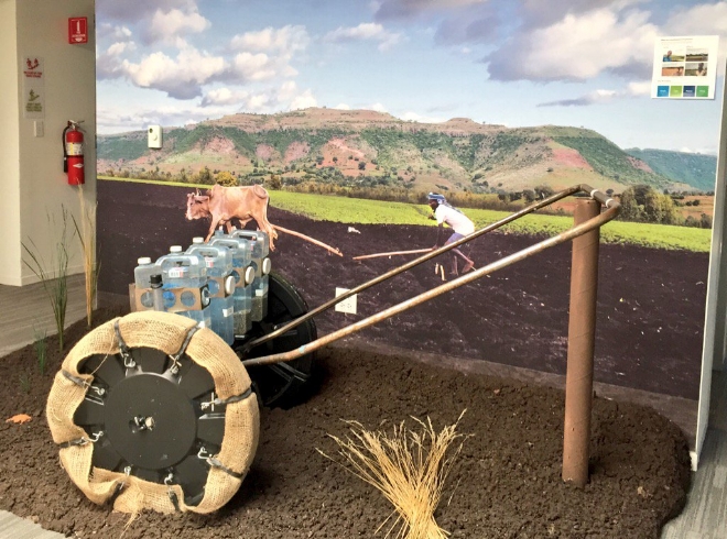 The design was further refined by Northwestern students who continued the project as part of their design program. Seen here is the latest model, with a better set of wheels, but largely unchanged.