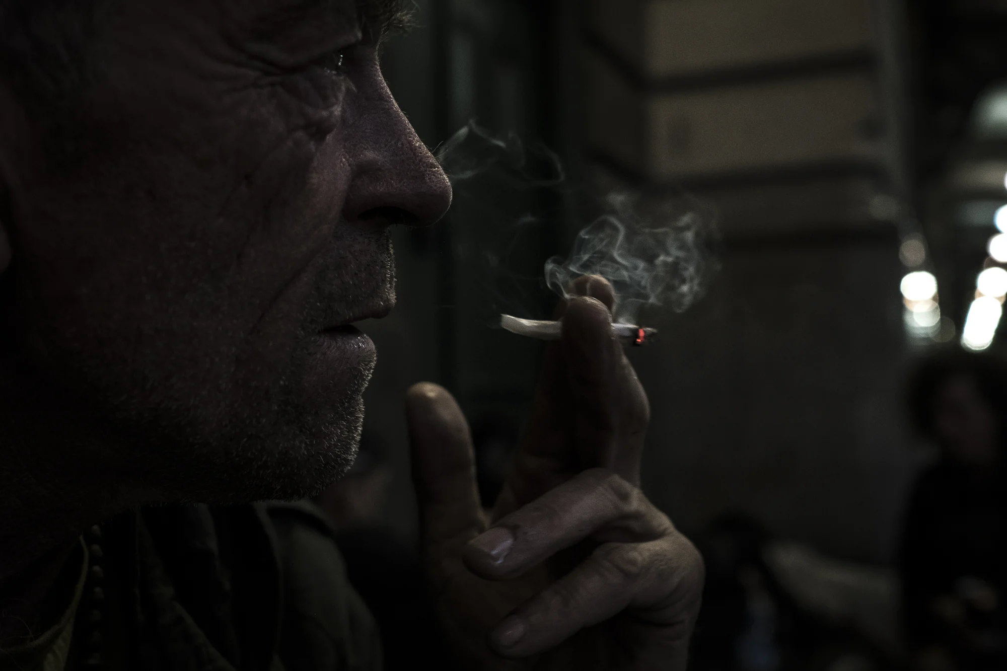  Melbourne, Flinders Street Homeless Camp. Asha spends hours sitting and smoking cigarettes, sometimes laced with marijuana. “I use the paranoia as a defence mechanism. You know, it helps if ever I feel like someone is going to touch my stuff, the pa