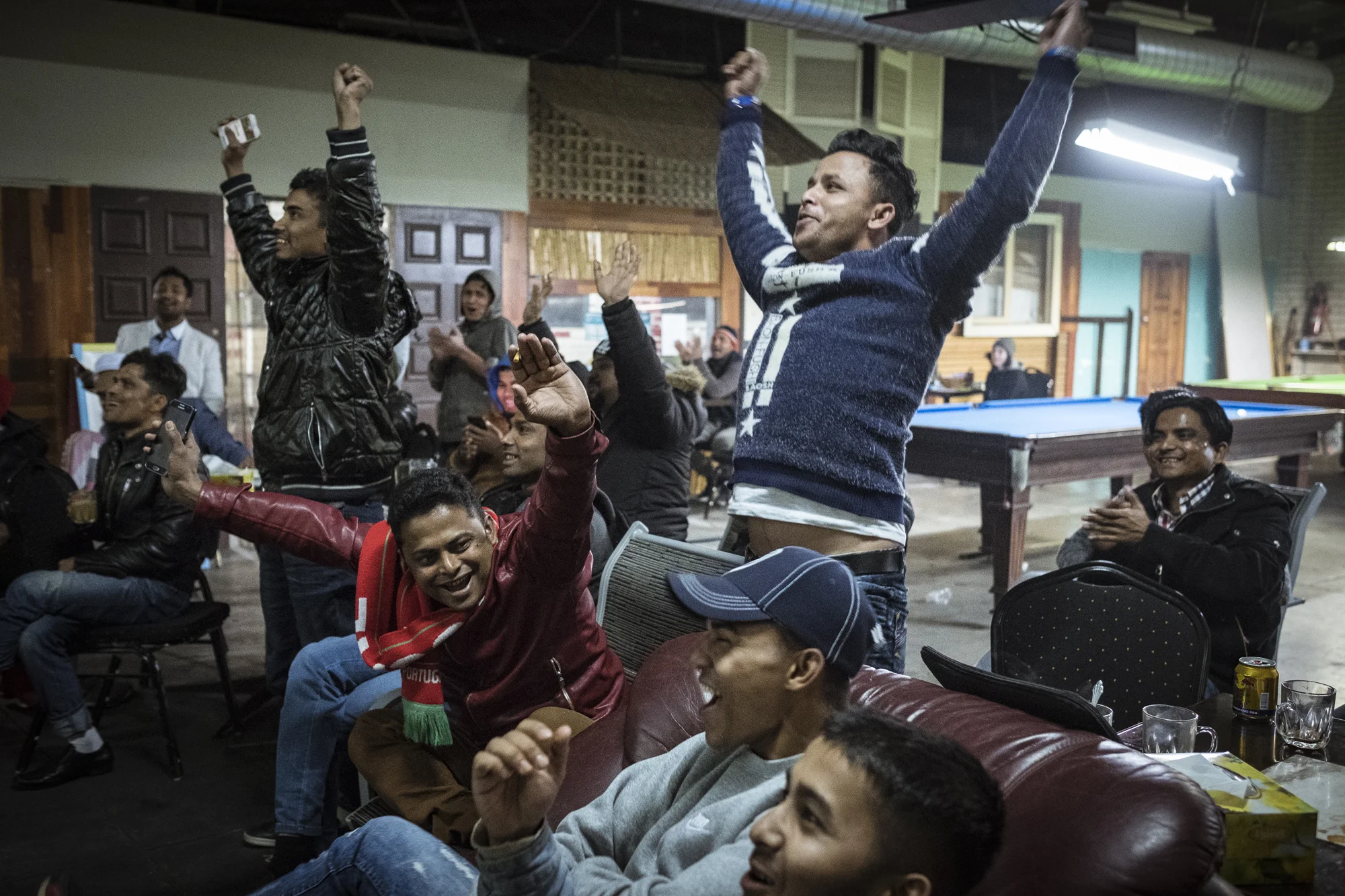  “In my country, it’s not that much fun, but still when you score a goal you feel very happy. You celebrate a lot. It’s very exciting. I like this—playing soccer, watching soccer." Yunus and members of Melbourne’s Rohingyan community celebrate as Aus