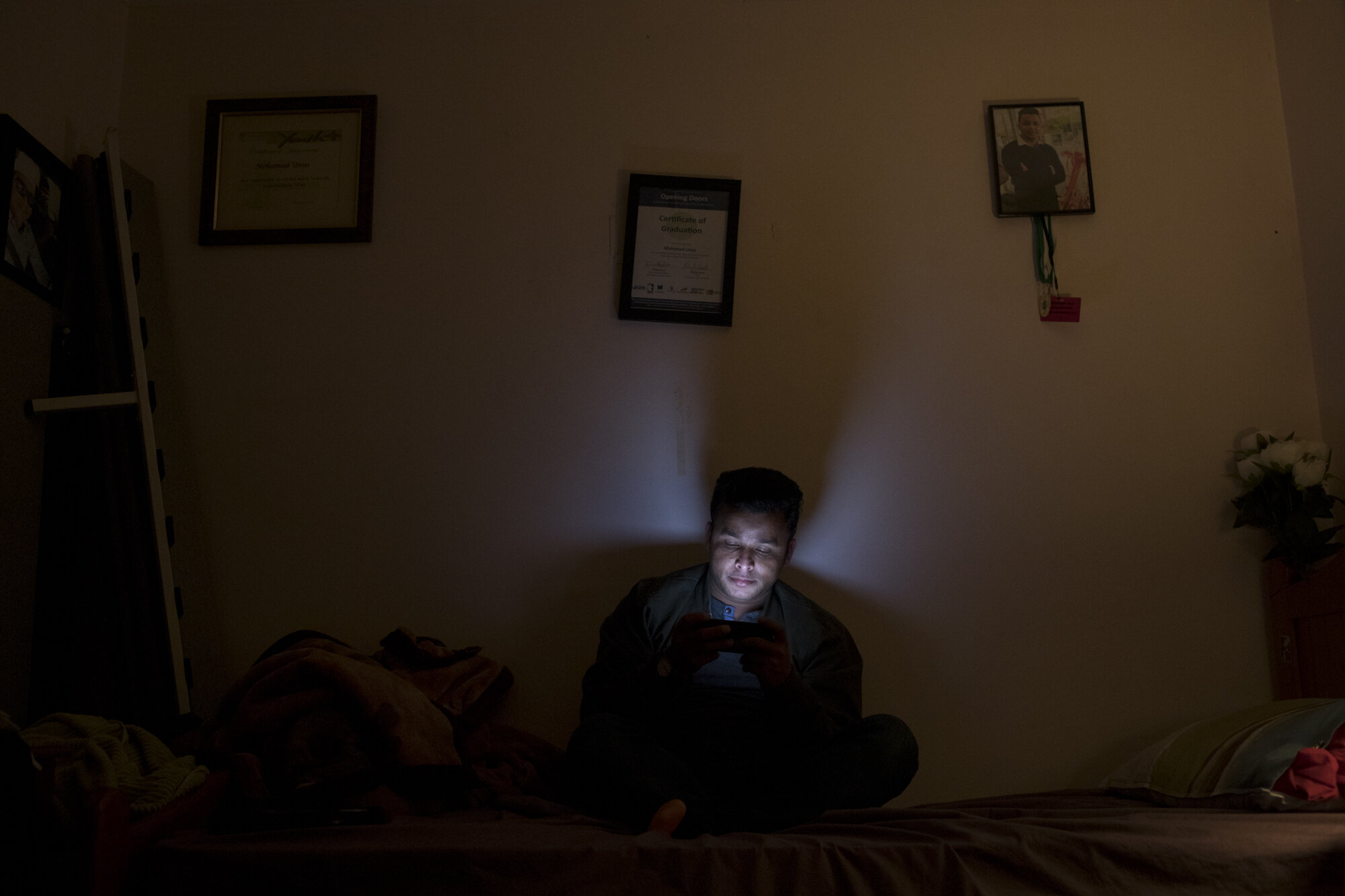   "When I get sleepy I throw my phone away and go to sleep, and then suddenly I wake up and I can’t sleep again. This is a problem I have. Sometimes after the whole night, I have to work without sleeping. One time it happened last year. I was very st