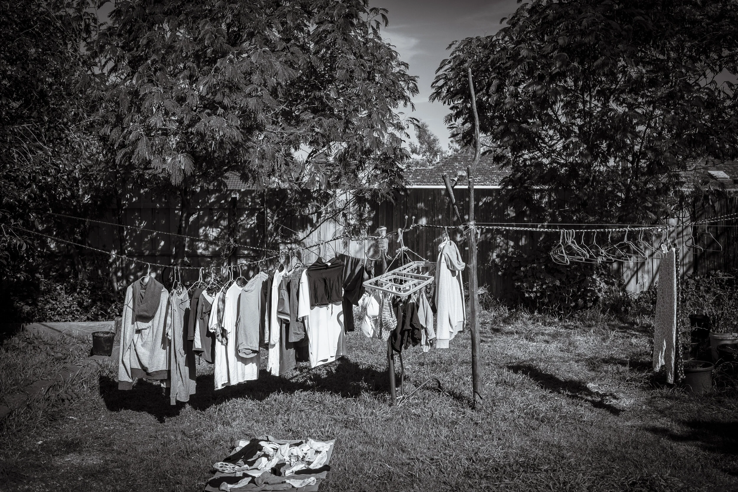  Wyndham, Melbourne. Washing for the extended family of Ah Myang hangs on a makeshift clothesline. Refugees from the ethnic minorities of Burma have settled un-noticed in Wyndham, west of Melbourne, but beneath the surface of their close knit communi