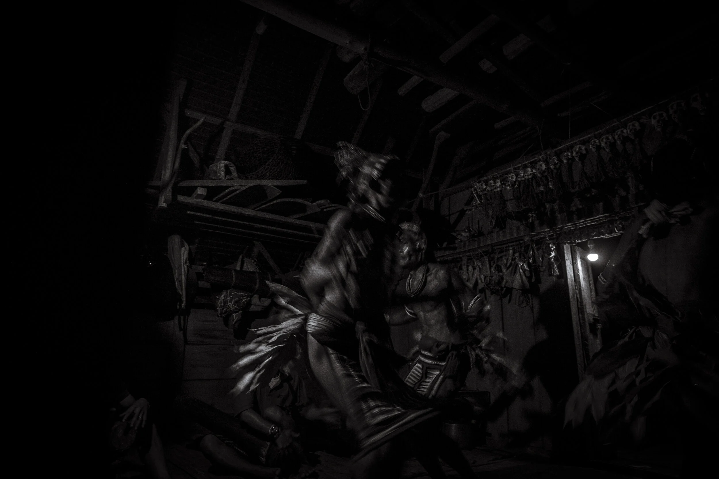  At a 24 hour long ceremony, Aman Tawqi Kunen and Aman Dussa Kunen dance to welcome the spirits into Aman Masit Dere's &nbsp;Uma (house). As animists and the conduit between their people and the afterlife, the Sikerei dance until they can no longer s