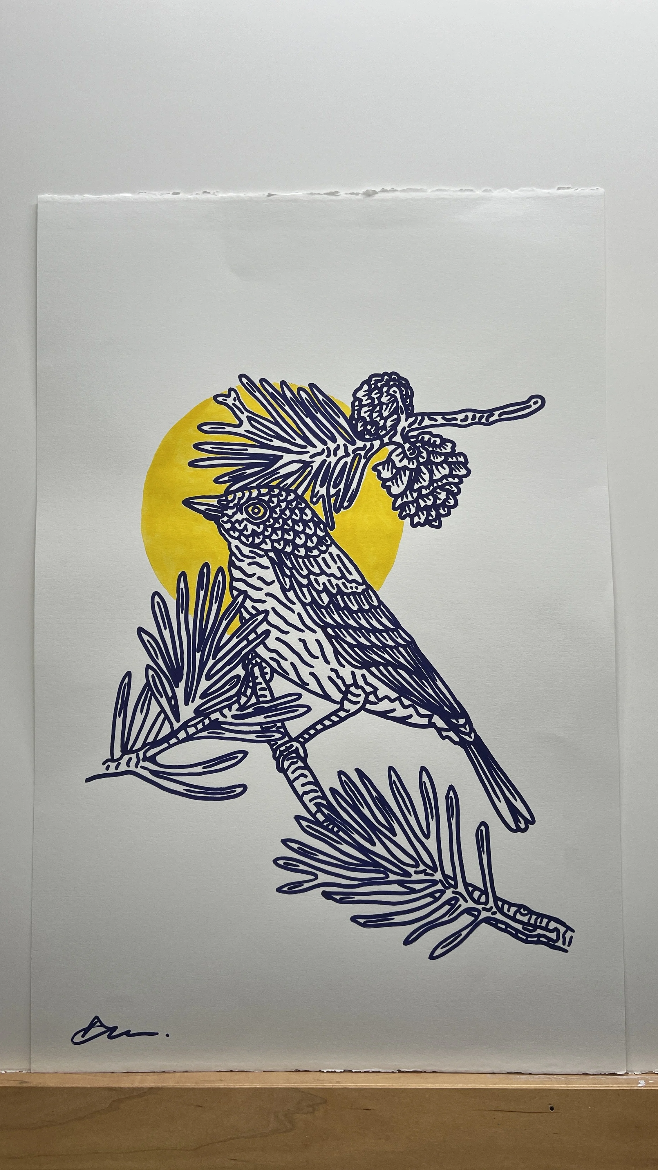 Pine Warbler, indigo & yellow 2