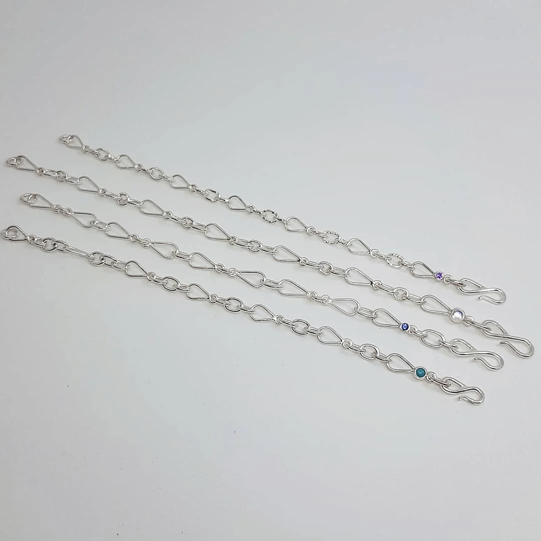 Limitless chain bracelets - handmade in sterling silver with stone details - $399