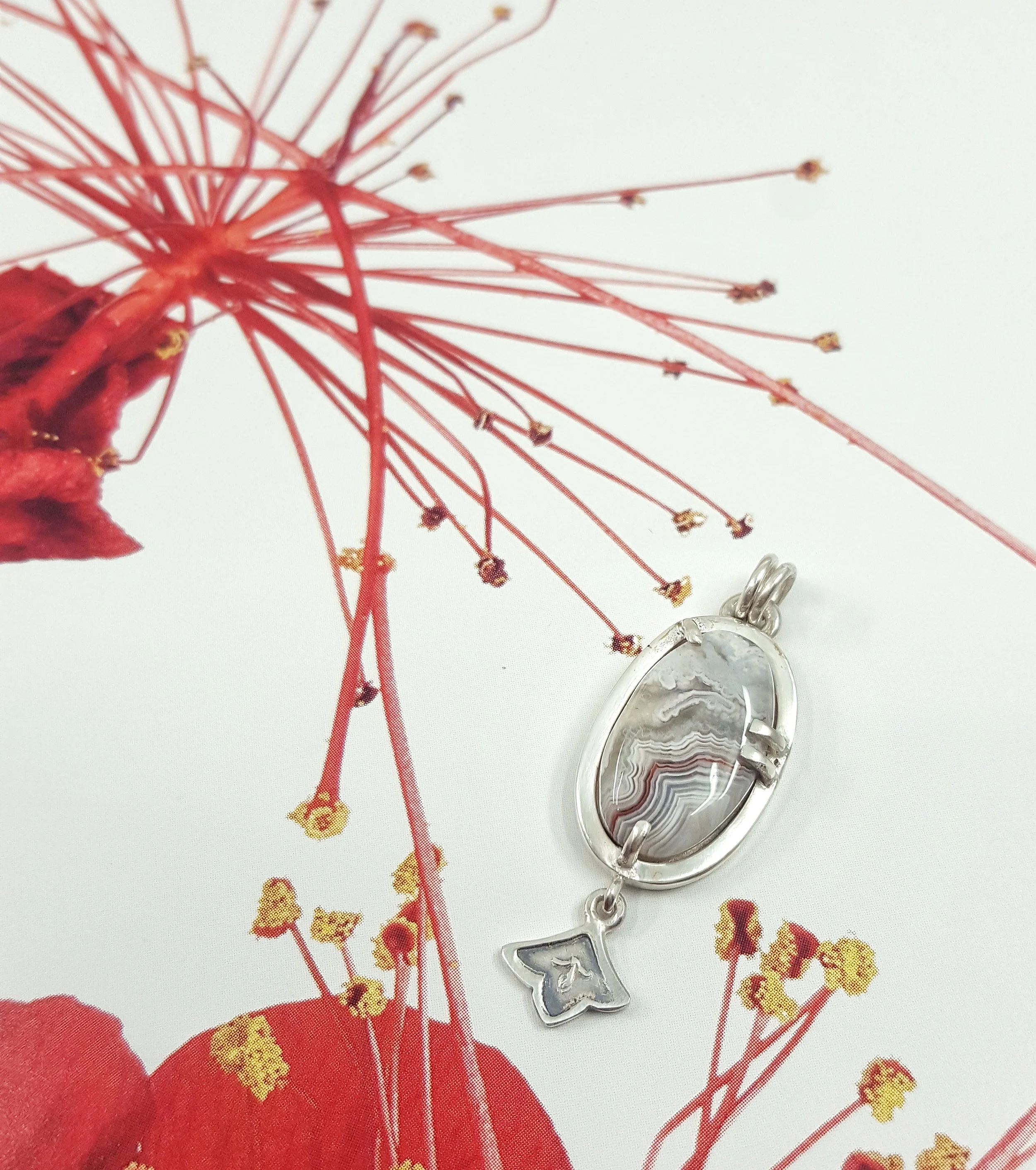 sterling silver and lace agate - $329