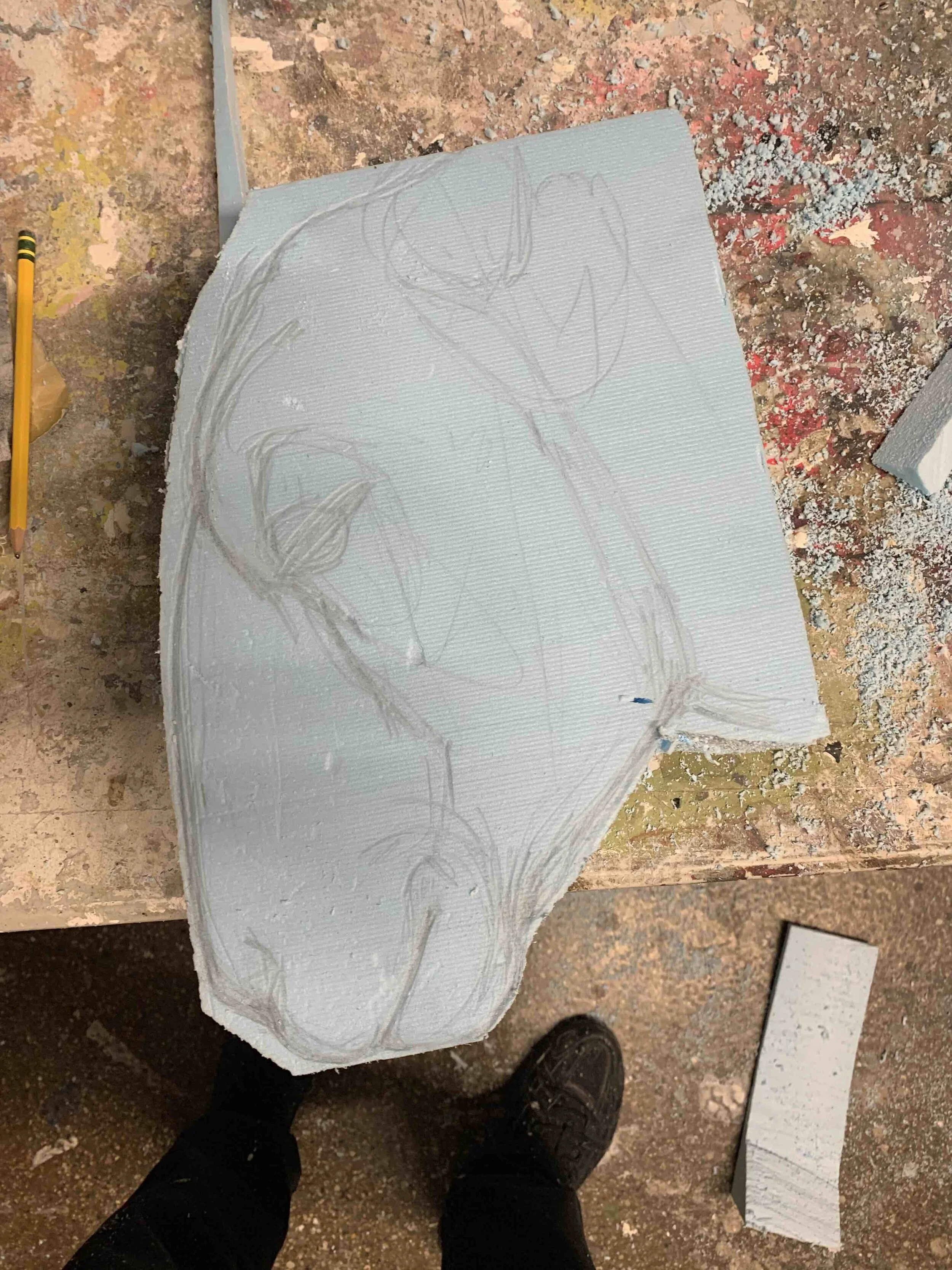  I hand carved each sheep head from blocks blue carving foam. 