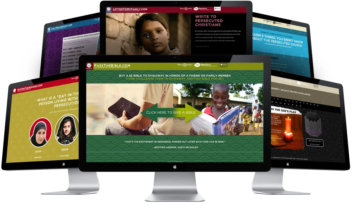 The 6 “micro-sites” were built around the acrostic P-R-A-Y-E-R