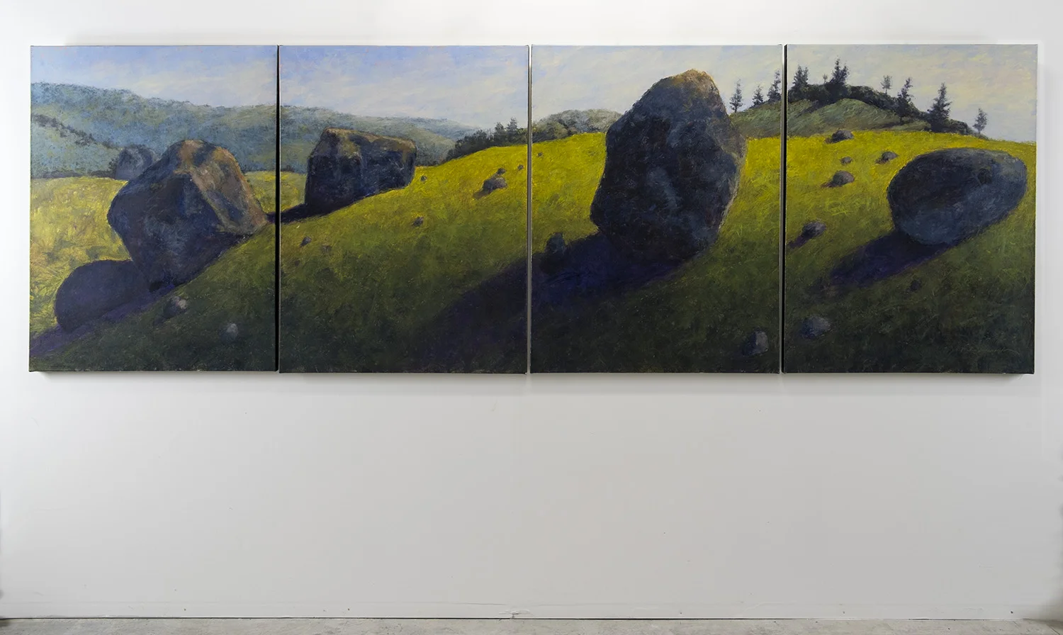 Lamar Valley Erratics, Yellowstone National Park, oil on canvas, 48 x 144 inches.Available through the artist.