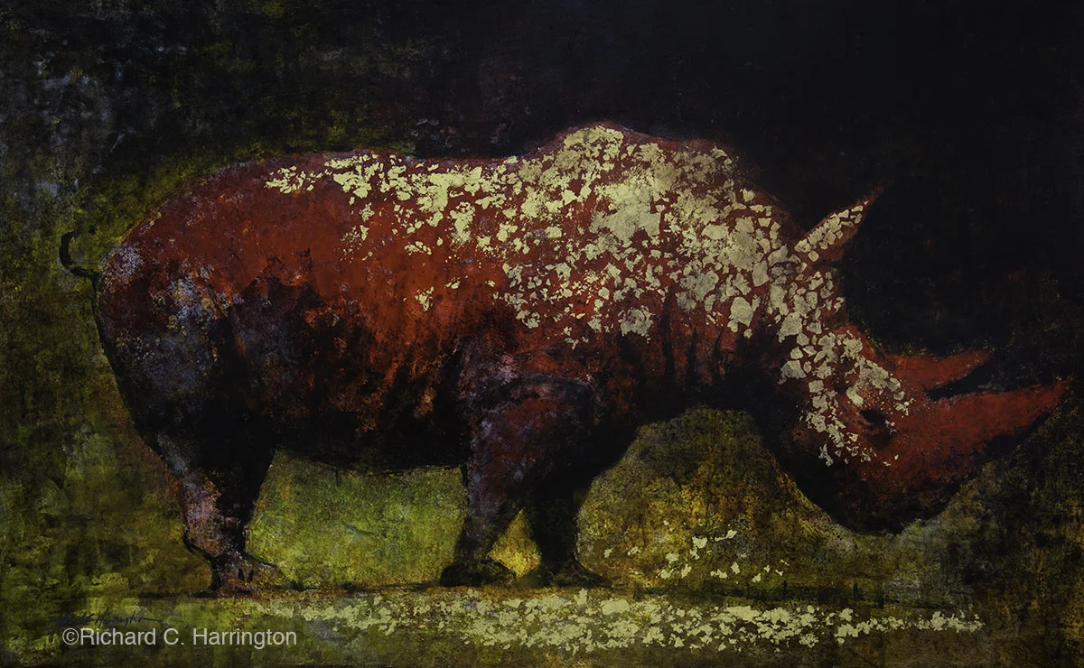 All That Glitters, 30 x 48, acrylic, oil and gold leaf on panel. Available through artist.