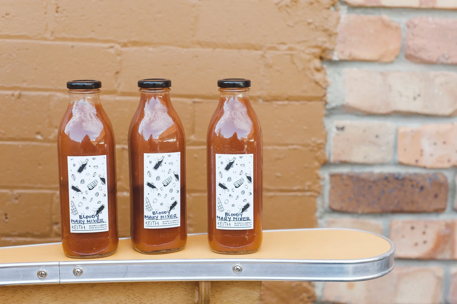 This brief started with a range of concept labels, beginning with bloody mary mixer bottles.