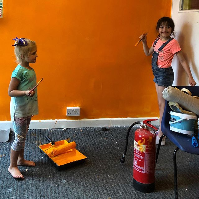 Our special volunteers helping paint :)