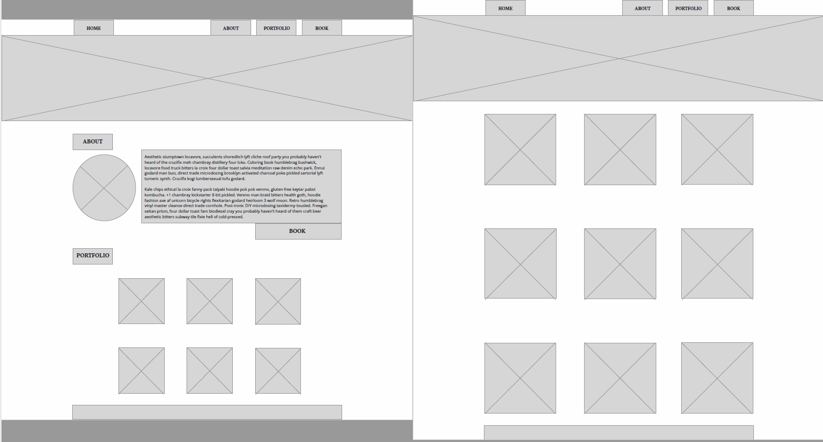 2/3 of the initial wireframes