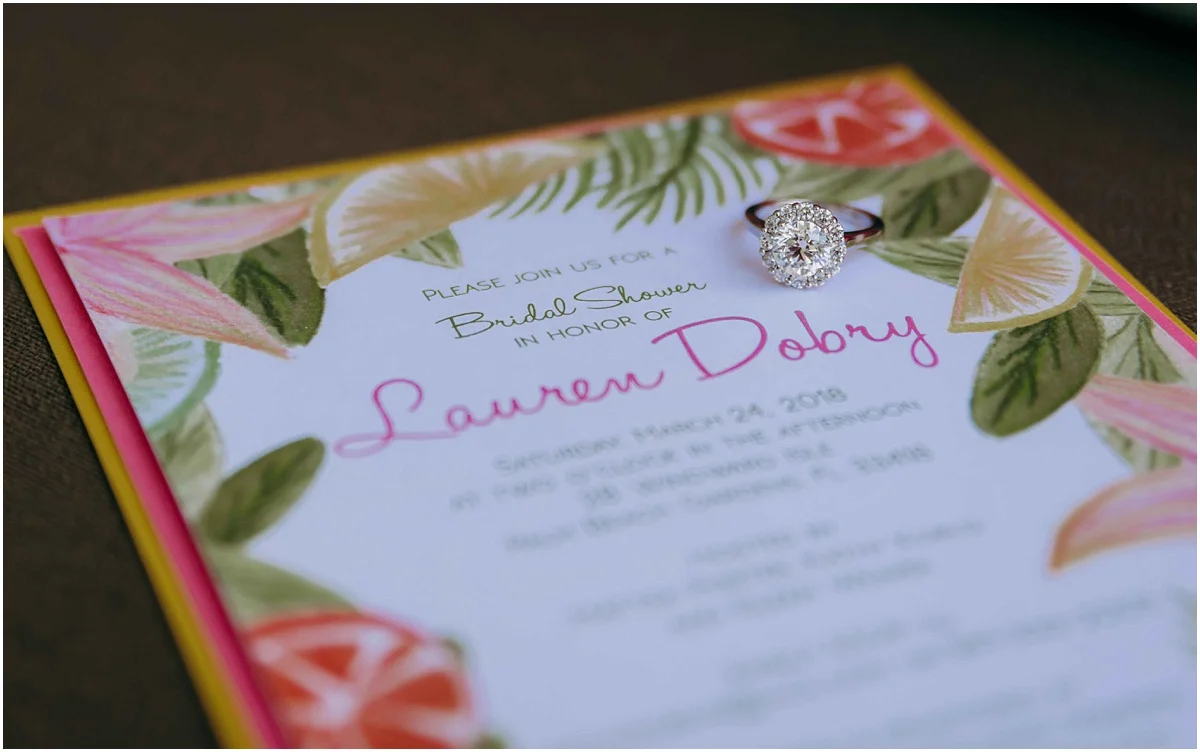 Lilly Pulitzer Bridal Shower Invitation and Engagement Ring